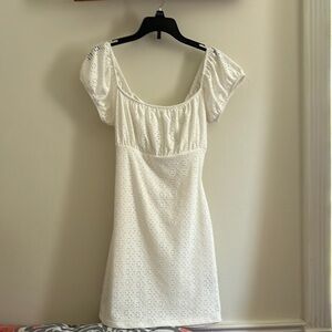 White Eyelet Mini Dress